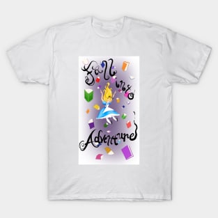 Alice in Wonderland Fall Into Adventure Book Art T-Shirt